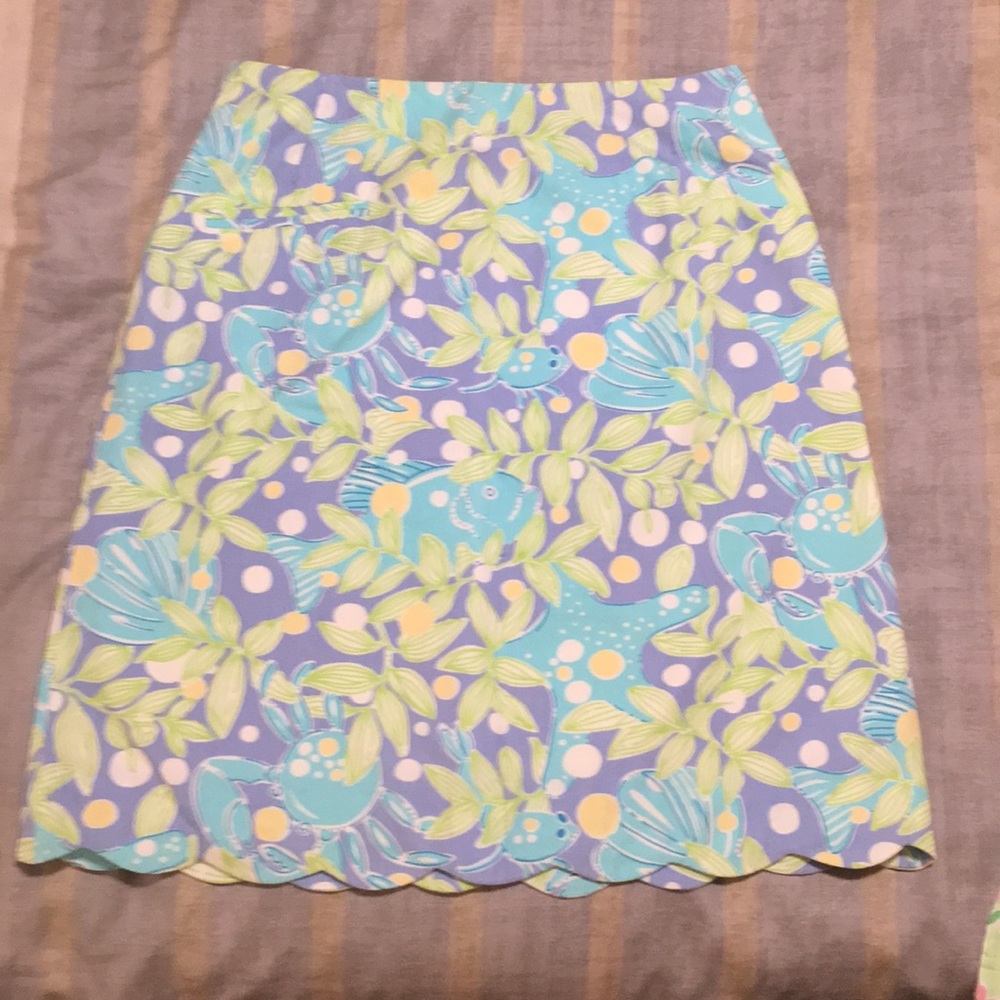 Lilly Pulitzer Scalloped Skirt Sweet Blue Crabby